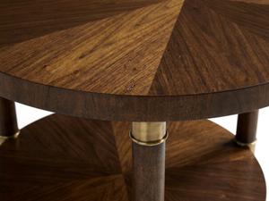 Table basse ronde en bois mobile avec étagère inférieure, design traditionnel, apparence moderne, fonction de rangement pour salon - Product Image 2