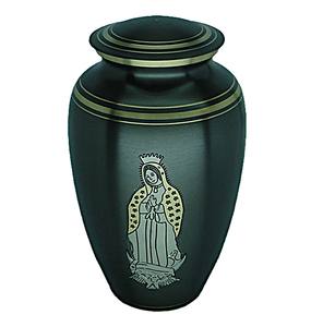 Urna Funeraria de Latón Pulido con Grabado de Flor Marrón, para Cenizas de Adultos, Estilo Americano/Europeo - Product Image 3