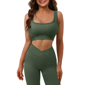 Women Crop <b>Top</b> <b>Long</b> <b>Sleeve</b> Gym Fitness Yoga Sets Workout Leggings Sports Bra 2pcs Yoga Suit Sports Wear Jogger Suits Yoga Set - Product Image 4