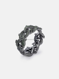 Anillo de Eslabones Cubanos Estilo Hip Hop con Púas Finas, Plata de Ley 925, Diamante Negro, Regalo de Compromiso o Boda para Mujer - Product Image 3