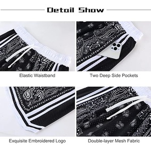 Shorts de sport pour hommes en polyester double couche à séchage rapide, style imprimé dentelle avec logo personnalisé, haute qualité, été - Product Image 5