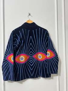 Chaqueta Bomber de Terciopelo Suzani Bordada y Tejida, Transpirable, Estilo Bohemio, Abrigo de Invierno Hecho a Mano, Prenda Étnica para Festivales, Talla Única - Product Image 4