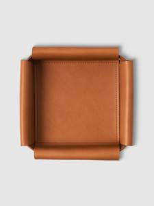 Plateau décoratif carré moderne en cuir avec finition bronze, design minimaliste, pour la maison ou le bureau. - Product Image 2