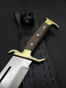 Couteau de chasse et de camping LEGACY BLADES en acier au carbone, lame fixe, manche en bois, garde en laiton, qualité industrielle, couteau d'extérieur - Product Image 5