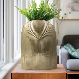 Luxury Finish Metal Tabletop Flower <b>Vase</b>, Contemporary Home Decor Accent for Living Room & Office Use - Product Image 2