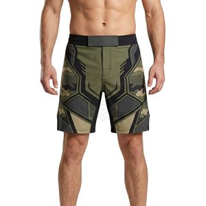 Shorts de MMA Olive Tactical Tech Pattern, respirants, anti-transpiration, pour sports de plein air, haute performance, pour hommes - Product Image 1