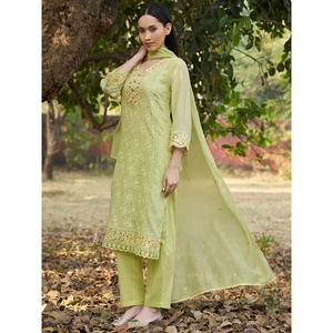Good Quality <b>Women</b> Cotton Chikankari Embroidered <b>Kurta</b> with Palazzo Ethnic Wear <b>for</b> Daily and Festive Use <b>For</b> Sale - Product Image 3