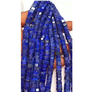 5 brins de perles de lapis-lazuli de 7 mm à 10 mm, forme boîte, 1508 carats, longueur 16 pouces, Iroc Sales, perles de pierres précieuses bleues pour la création de bijoux - Product Image 2