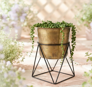 Support en fer pour plantes, jardinière décorative artisanale en métal, finition dorée, jardinière décorative pour balcon - Product Image 1