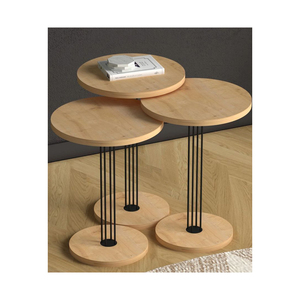 Stylish Modern Birch Wood Side <b>Table</b> Set With Iron <b>Legs</b> New Arrival Modern Accent End <b>Table</b> For Living Room Bedroom Use - Product Image 1