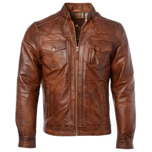 Veste en cuir pour homme, veste en cuir marron, veste en cuir de haute qualité, mode britannique, veste en cuir pour homme - Product Image 6