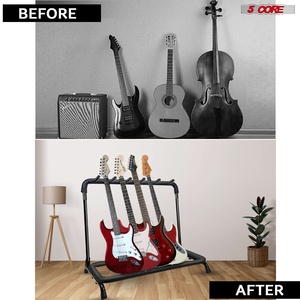 Support de sol pour 5 guitares, 5 fentes réglables, pour guitares Flying V - Product Image 6