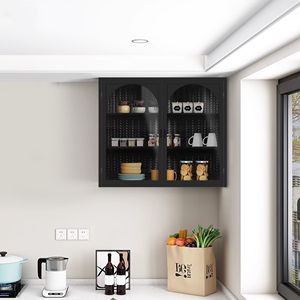 Vetrina Moderna con Porte in Vetro da 70 cm, Armadio a Muro a Doppio Ingresso per Esposizione e Conservazione di Stoviglie, Ideale per Ingresso, Soggiorno, Bagno e Sala da Pranzo - Product Image 2