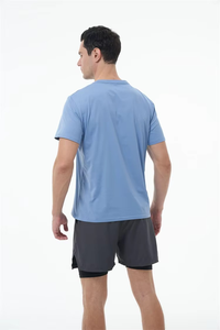 Vêtements de protection solaire pour hommes en gros personnalisés, manches courtes, couleur unie, col rond décontracté, séchage rapide, t-shirt de pêche anti-UV - Product Image 6