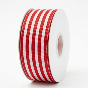 Ruban gros-grain rayé rouge et blanc de 38 mm de Neelkamal Industries pour emballages cadeaux festifs, nœuds pour cheveux et décorations de fête - Product Image 2