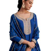 Robes ethniques pour femmes, Salwar Kameez pakistanais, écologiques, à taille naturelle, avec dentelle douce, broderies et boutons, col en V, pour fêtes en extérieur