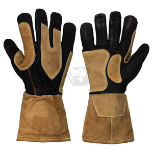 14 Inches Palm Reinforced Fleece Lining Goat Skin Leather Tig Welding <b>Gloves</b> Hot Sale Top Quality Safety Work <b>Gloves</b> For Welder - Product Image 1