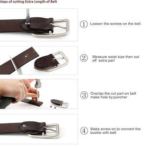 Ceintures en cuir de couleur unie légères faites à la main de qualité supérieure avec boucle en acier / Prix bas, design et logo personnalisés pour hommes - Product Image 6