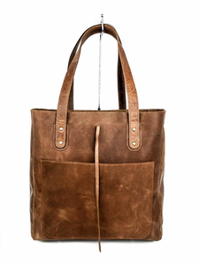 Sac fourre-tout en cuir véritable fait main, grande capacité, taille standard, couleur unie, avec fermeture éclair, multifonctionnel, à porter à l'épaule - Product Image 3