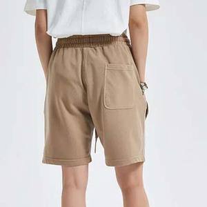 Shorts en coton molletonné vintage pour hommes, coupe brute, style délavé, pour l'été, avec cordon de serrage, pour femmes, coupe jogger - Product Image 4