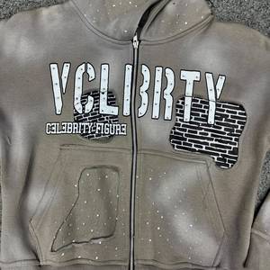 Rexfit Sports Hooded <b>Zipper</b> <b>Sweatshirt</b> Unisex Regular Fit 100% Cotton Rhinestone Streetwear Autumn Wear - Product Image 6