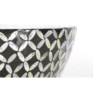 Black Quatrefoil Geometric Hourglass <b>Stools</b> Mother of Pearl Handcrafted Mosaic Small Side Table For Living Room <b>Bedroom</b> Decor - Product Image 2