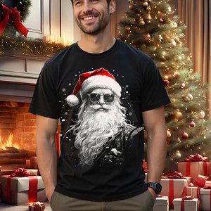 T-shirt de Noël pour hommes, avec motifs artistiques créatifs et tissu en coton léger, idéal pour les réunions festives - Product Image 4