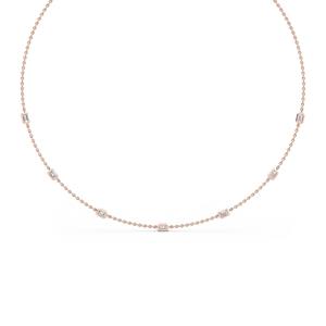 Collier chaîne avec diamant de laboratoire taille émeraude 1,10 CTW, serti clos en or rose 9K, bijoux fins, 18 pouces - Product Image 2