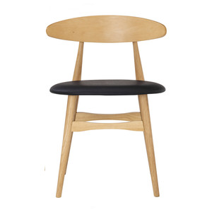 Chaise de salle à manger haut de gamme durable en chêne malaisien avec dossier en bois courbé et assise en cuir PU, style moderne pour résidentiel et appartement - Product Image 2