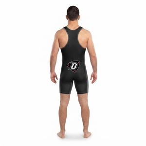 Singlet de Lucha Deportiva Personalizado - Negro, Spandex, Poliéster, Malla, Espalda Cruzada, Sin Mangas, de Una Pieza, Ajustado, para Hombres Adultos, con Absorción de Humedad - Product Image 2