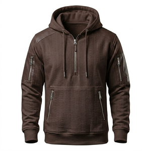 Chaqueta de motociclista para hombre con cremallera de un cuarto, diseño de espiga, softshell, armadura CE extraíble, cortavientos, OEM, con bloques de color y detalles de cuero - Product Image 3