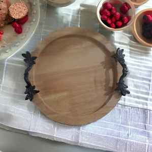 Plateau en bambou rond fait à la main pour le petit-déjeuner, écologique, décoratif, élégant, grande capacité, rangement pour pain et aliments, comptoir de cuisine - Product Image 3