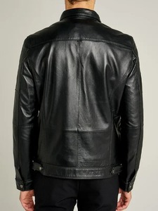 เสื้อแจ็คเก็ตหนังสีดำสำหรับผู้ชาย - Product Image 4