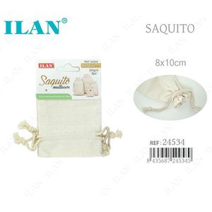 Sac à cordon multifonctionnel Ilan Saquito en coton et polyester 8x10cm - Product Image 1