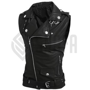 Wholesale Men's <b>Leather</b> vest Breathable <b>Winter</b> Hot Sale Customized Color Logo Men's <b>Leather</b> vest Men - Product Image 5