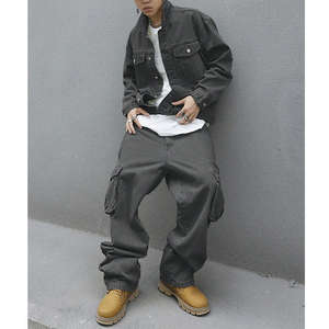 Conjunto de chándal de otoño para hombre, de alta calidad, oversize, con chaqueta vaquera de manga larga y pantalón vaquero casual, estampado, tallas grandes - Product Image 3