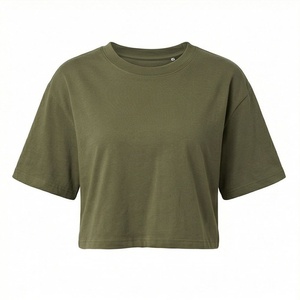 เสื้อครอปท็อปผ้าฝ้ายสีตามสั่งสำหรับผู้หญิง พิมพ์ลายกราฟิกแท้ สไตล์สตรีทแวร์ ฟิตเนส ออกกำลังกาย เสื้อยืดแอคทีฟแวร์ - Product Image 1