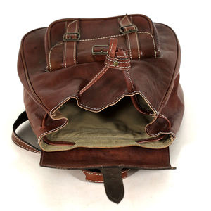 Biyadina Sac à dos en cuir véritable marron de qualité supérieure pour homme, style tendance classique avec fermeture à glissière et élégance intemporelle - Product Image 5