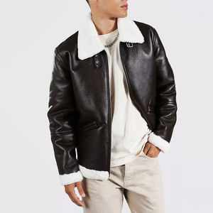 Service OEM – Nouvelle veste en cuir véritable 100 % pour homme, unie, teinte, de qualité supérieure, noire et chaude, pour l'hiver - Product Image 1