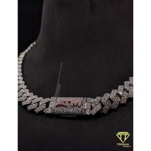 Chaîne cubaine haut de gamme entièrement sertie de diamants Moissanite VVS en argent sterling 925, bijoux Hip Hop par Trisha Jewels - Product Image 6