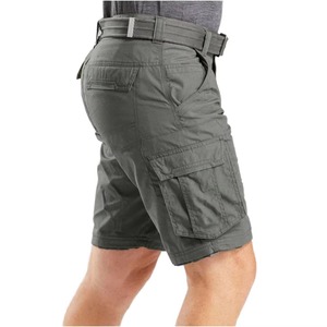 Shorts cargo pour hommes, couleur unie, séchage rapide, taille mi-haute, longueur Bermuda, avec plusieurs poches, tissu en polyester tissé, style décontracté - Product Image 1