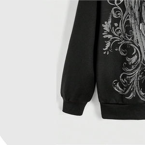 Sweat-shirt à capuche pour homme en mélange coton et polyester, orné de cristaux anatomiquement placés, avec cordon de serrage à l'ourlet et strass - Product Image 3