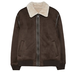 Veste Coupe-Vent de Designer en Cuir Suédé Polaire Hommes Hiver Luxe Vintage Col Montant de Haute Qualité - Product Image 1