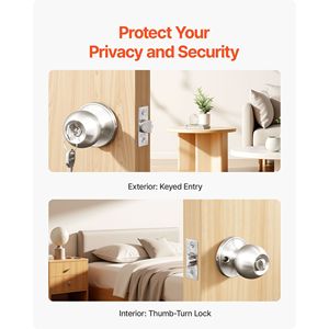 卧室浴室用缎面镍圆形隐私门把手钥匙入口锁 - Product Image 4