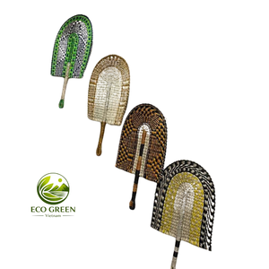 Abanico Tejido a Mano de Pasto Marino Natural, Multicolor, Forma Ovalada y Redonda, Abanico Decorativo para Bodas, Fiestas y Regalos - Product Image 2
