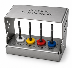 Kit d'implants dentaires manuels premium, forets pilotes à longue tige, trois pointes, quatre pièces, placement efficace des implants Chun Tara - Product Image 1