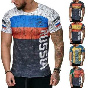 Formal Style Men TShirt Topaz Cotton 3D Big Letter Custom 200 Grams Factory Made - Product Image 1