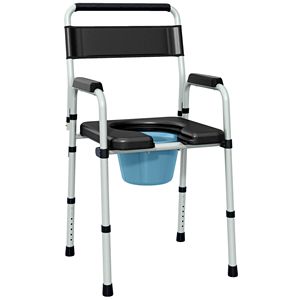 Sedia da comodino regolabile in altezza per adulti anziani con 300 libbre, sedia da soggiorno con Handicap nero - Product Image 1