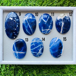 5 piezas de cabujones sueltos de sodalita de varios tamaños y formas para la fabricación de joyas, piedras preciosas, piedra natural auténtica - Product Image 1