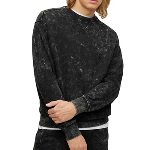เสื้อสเวตเชิ้ตแขนราแกลนสีพื้นสำหรับผู้ชาย ผ้าฝ้าย 100% เฟรนช์เทอร์รี่ คอกลม ทรงลำลอง ใส่สบาย ทรงปกติ สำหรับฤดูหนาว ล้างสีแบบแอซิดวอช น้ำหนัก 380 กรัม - Product Image 1